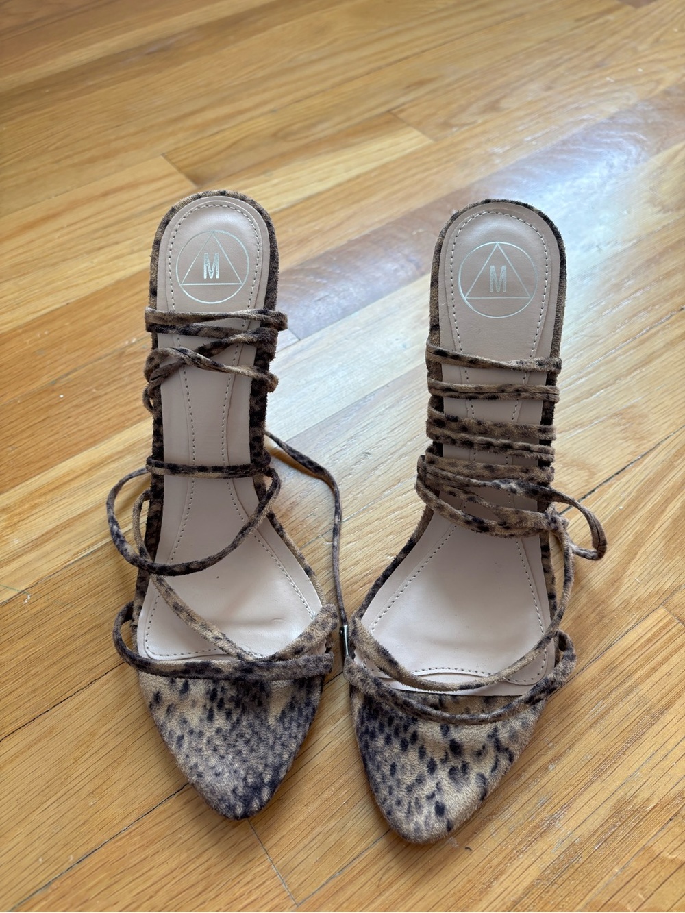 Missguided Snake Print Faux Suede Lace-Up Heels